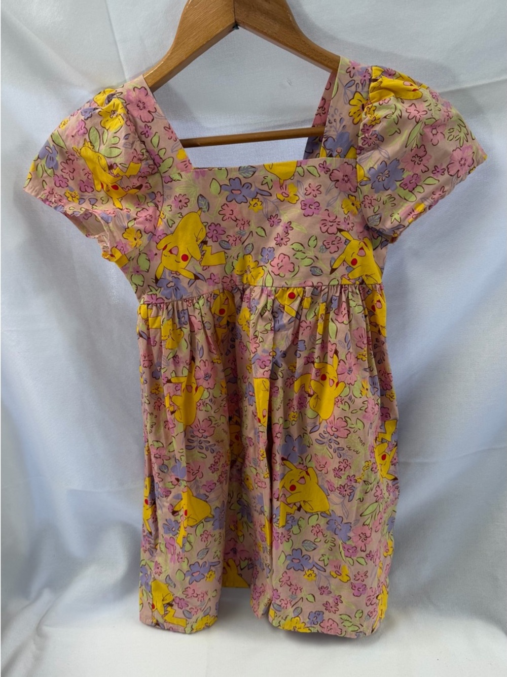 Pokemon Pink and Yellow Floral Smocked Pikachu Dress
